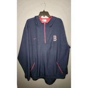 VTG Nike Team Boston Red Sox Windbreaker Jacket Men's XL 1/2 Zip Pullover Vented
